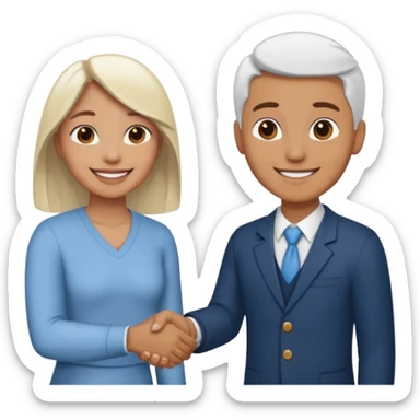 Dos personas dandose la mano como agradecimiento, una persona de color y una persona blanca sticker