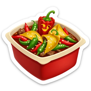 Beef and pepper Chinese dish in takeout container sticker
