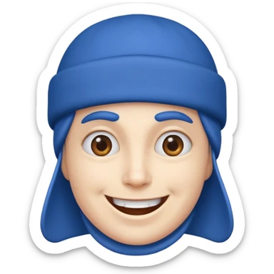 Mavi şapkalı gülen deli yüz sticker