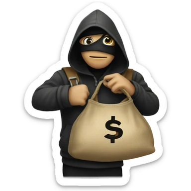 Default Robber Emoji with money bag on shouder sticker