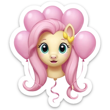 fluttershy mlp pastel balloons floating above its mane. sticker