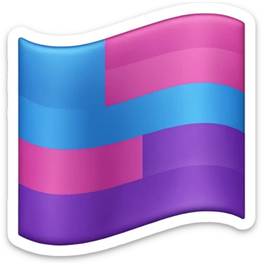 I want a flag, I want the first stripe at the top of the flag to be pink 🩷. I want The middle stripe to be the color purple 💜. And finally the bottom stripe I want the color blue 💙. Only those three colors in that exact order, pink, purple, blue. Make the colors more vibrant. No white. sticker