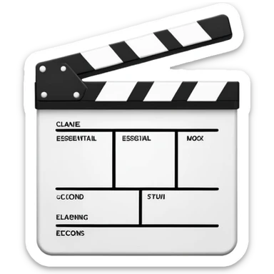 extremely minimal clapperboard icon, only the most essential lines, simple design sticker