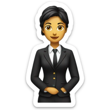 Chica con traje chaqueta negro media melena sin corbata sticker