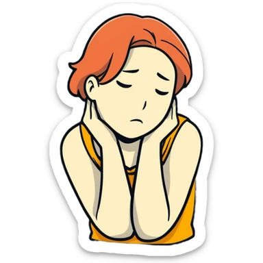 Somewhere to have their arms around their neck, looking like they’re choking their self ￼ sticker