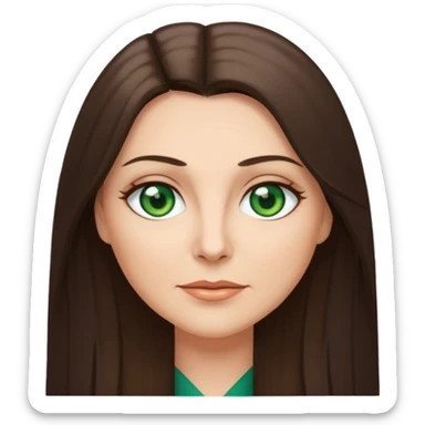middle age woman with green eyes and long straight ashy brown hair  sticker