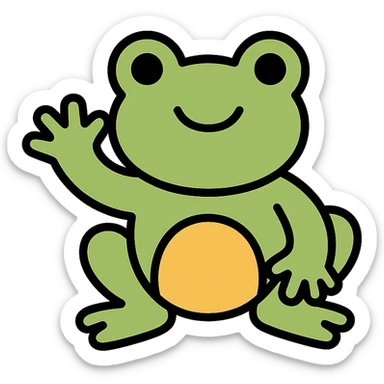 smiling frog waving sticker