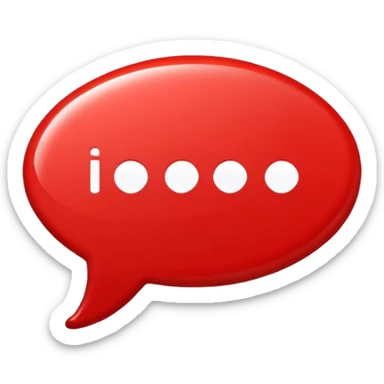 Minimal design featuring a red speech bubble that contains a white play button. On a white background, no text. Suggests intelligent conversation about video content. Clean, modern and tech-oriented sticker