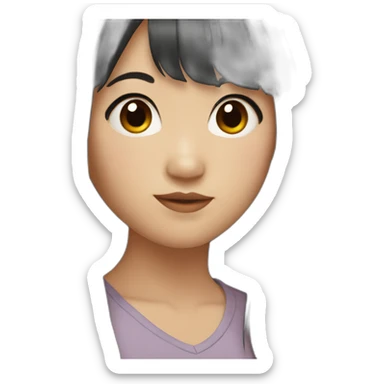 asian girl with bangs and black long hair sticker