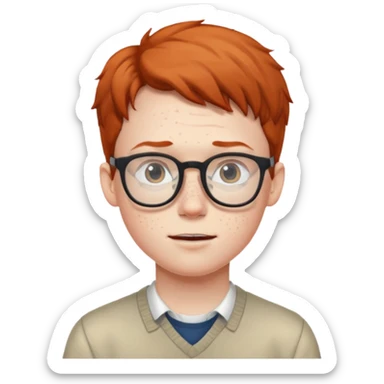 Nerdy boy with glasses sticker