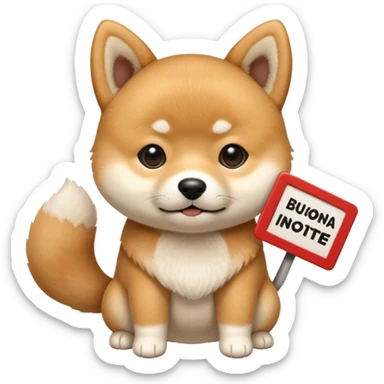 Crea un cagnolino un aski che mostra un cartello con scritto Buonanotte 😘 sticker