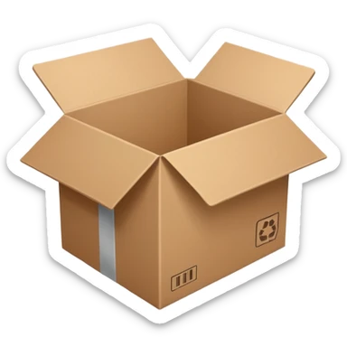 Minimal line-art icon of a shipping box, simple modern style, clean outlines, slightly 3D, no background, transparent, represents “reselling / e-commerce / flipping items” sticker