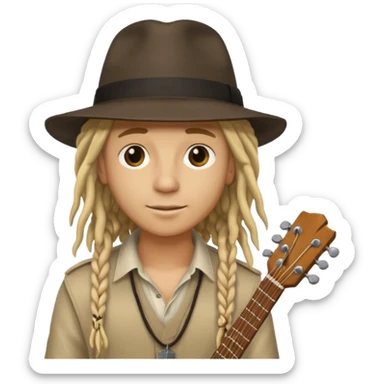 blonde Musician with dreadlocks and fedora sticker