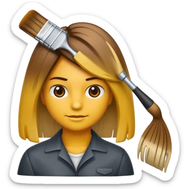 emoji de una persona que le estan haciendo mechas californianas con una brocha de tinte sticker