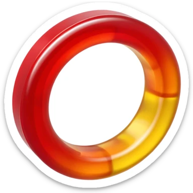 emoji de 2 gomitas en forma de aro una colo rojo y otra amarillo de gran grosor sticker