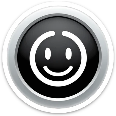 Círculo totalmente negro, adentro del círculo un símbolo de encendido y apagado en color blanco sticker