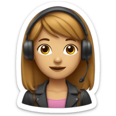 girl-with-bang-and-brown-har-sales-call-with-headset sticker