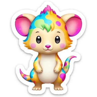 an cute kawaii vernid-fionbri with colorful splash patterns full body sticker