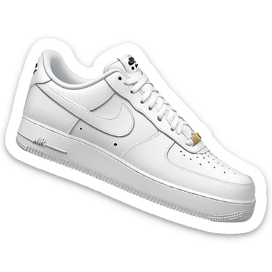White Nike Air Force 1 sneaker with clean design and Nike swoosh from another angle sticker