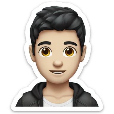 boy with dark hair, white skin, blue eyes and tattoos on the arms  sticker