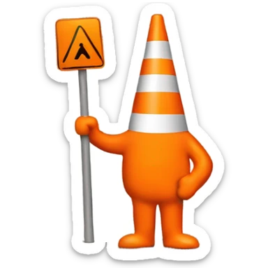a orange guy with a traffic cone on his head sticker