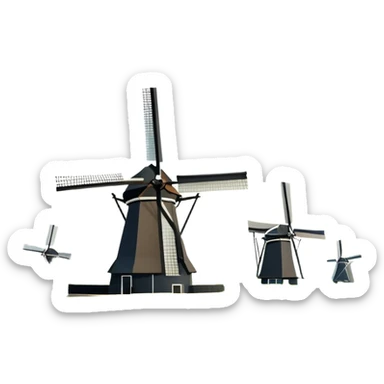 cinematic-realistic-kinderdijk-windmills-landmark-emoji,-showcasing-traditional-dutch-windmills-aligned-along-a-tranquil-canal,-with-lush-green-fields in a picture frame sticker