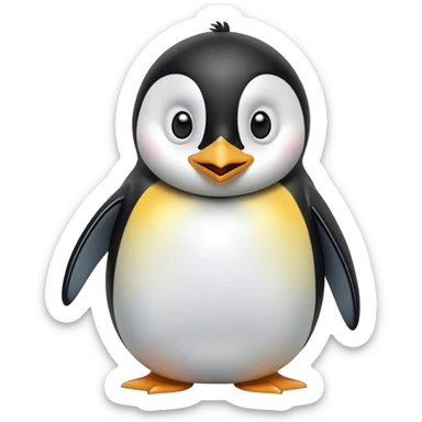 Cinematic Comical Emperor Penguin Portrait Emoji, Head tilted dramatically with an exaggeratedly shocked expression, featuring sleek, polished plumage with wide, comically expressive eyes filled with exaggerated disbelief, Simplified yet hilariously expressive features, highly detailed, glowing with a slightly sassy polar glow, high shine, dramatic yet playful, stylized with an air of cheeky arctic attitude, soft glowing outline, capturing the essence of a meme-worthy penguin that appears ready to side-eye its way into viral internet fame instantly! sticker