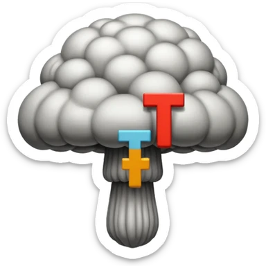 atomic bomb mushroom cloud in the shape of the letter T sticker