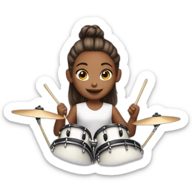 One hair bun girl playing drums sticker