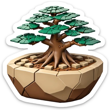Stone Age rocks cracked and broken forming a very shallow bonsai pot Lego sans tree  sticker