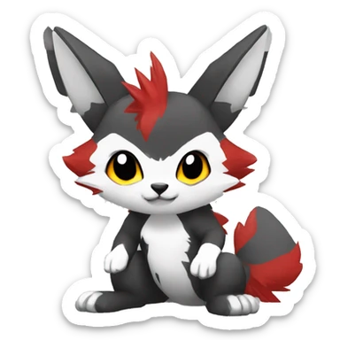 cool edgy black white grey punk red animal hybrid Fakemon full body sticker