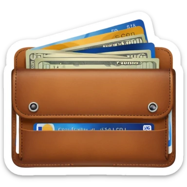 portefeuille marron avec pleins de billet et carte bancaire sticker