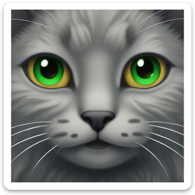 black fluffy cat with green eyes sticker