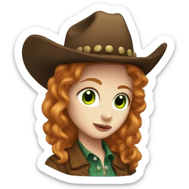Cowgirl, pale skin, ginger, green eyes sticker