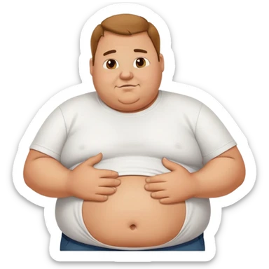 fat guy rubbing his stomach sticker