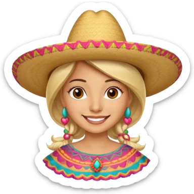 Blonde Mexican woman with a sombrero smiling sticker