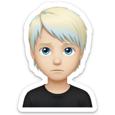 boy with blonde hair emo, and black shirt, and blue eyes sticker