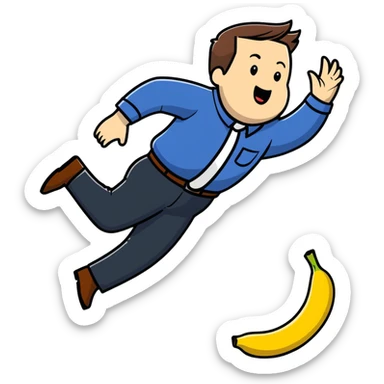 JD Vance falling backwards with one foot slipping on a single banana peel on the ground sticker