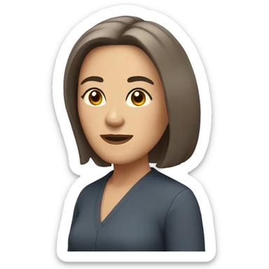 middle age woman with brown eyes and shoulder length straight brown hair sticker