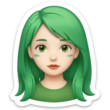girl with green hair clip sticker