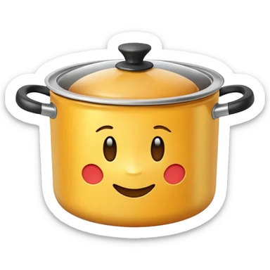 top view of a cooking pot with lid, emoji style sticker