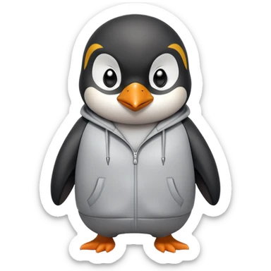 head and shoulders portrait of a friendly anthropomorphised penguin wearing a mafia-style tracksuit, soprano vibe, angry, confident scheming expression sticker