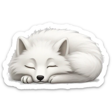 fluffy arctic fox sleeping sticker