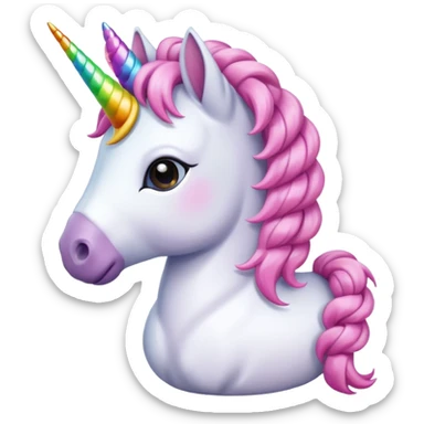 A cute unicorn with braided mane And tail sticker
