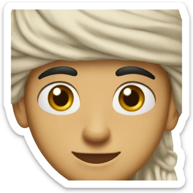 A 15 year old boy who wear turban on his head and little bit moustache his face colour is white sticker