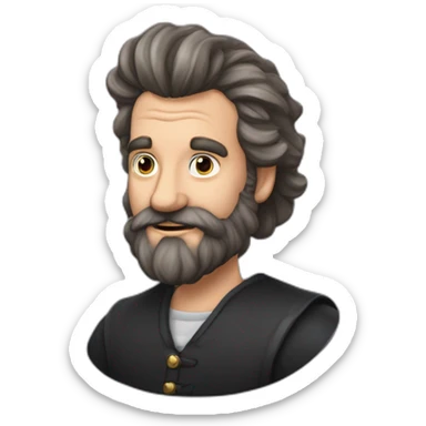 Grand vieux chauve barbu se fait frapper par jeune barbu aux cheveux longs attachés sticker