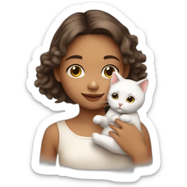 Une petite fille avec un chaton sticker