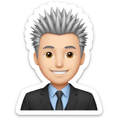 fat spiky haired happy man with suit sticker