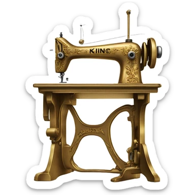 Gold and diamond King’s Favorite Sewing Machine and mannequin  sticker