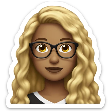steelers girl with long blonde brown hair freckles and light colored glasses sticker